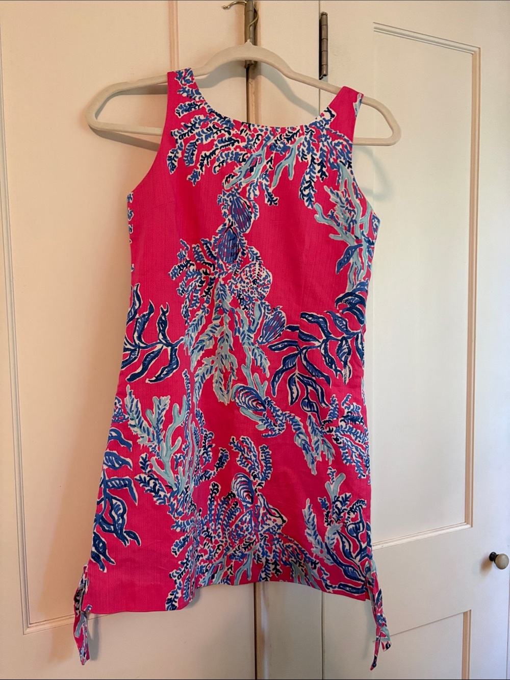 Lilly Pulitzer Hot Pink Floral Tank Dress with Blue Accents